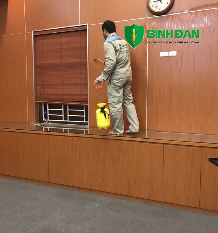 Hình ảnh thi công diệt mối tại văn phòng quân đội 3
